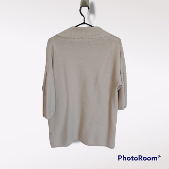 Beige Roll-Up Sleeve Cardigan - Picture 4 of 11